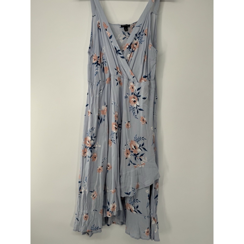 Torrid Purple Blue Dress Size 2 2X Floral Faux Wrap Asymmetrical Fairy Cottage - Picture 7 of 10